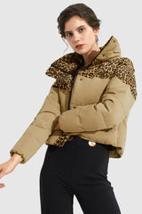 Orolay-Ultra Short Leopard-Print Down Jacket-#color_Khaki&Leopard