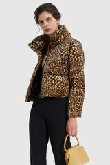 Orolay-Ultra Short Leopard-Print Down Jacket-#color_Leopard