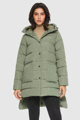 Orolay-Unique Cut Hooded Puffer Coat-#color_Sage Green