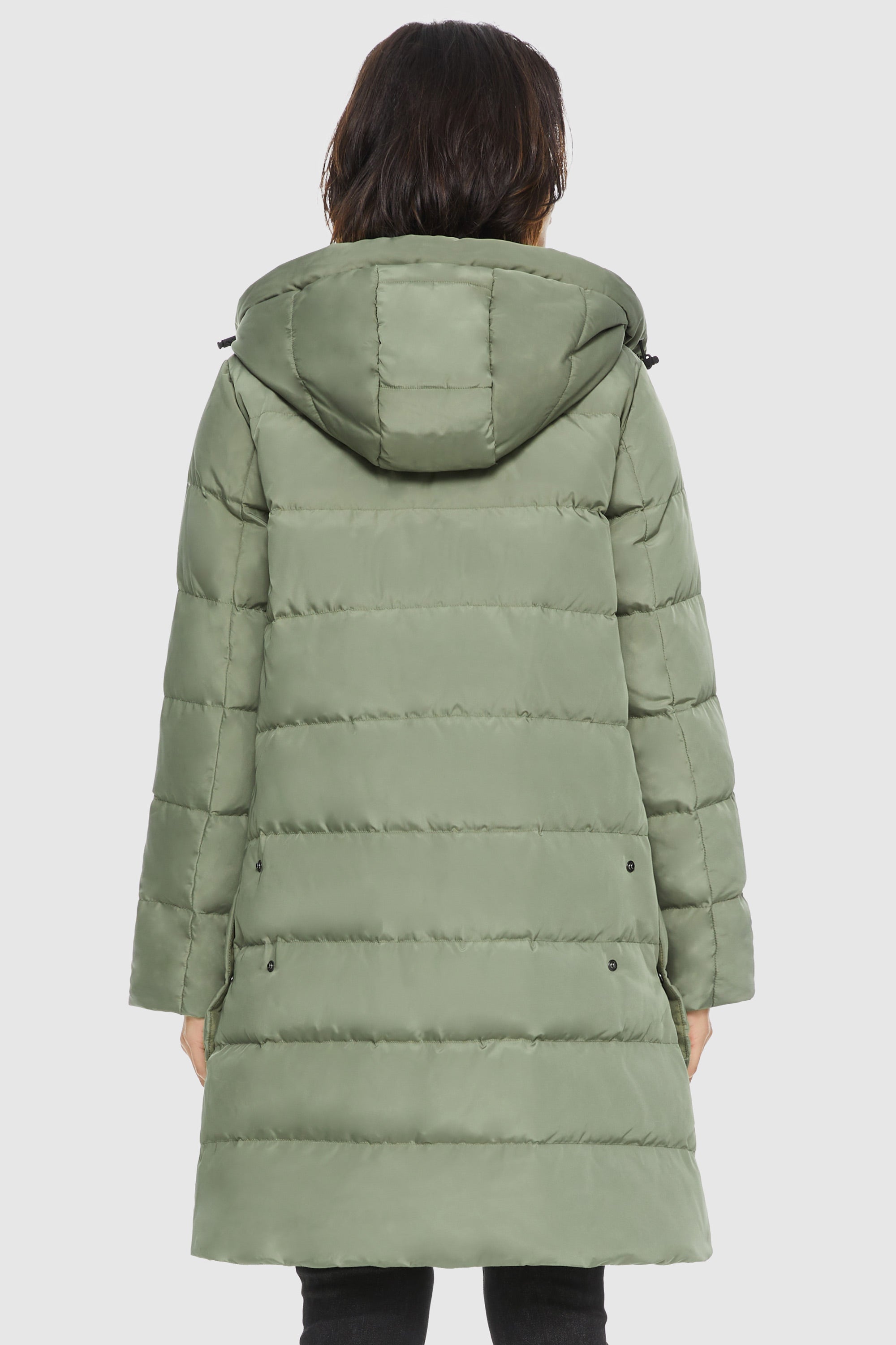 Orolay-Unique Cut Hooded Puffer Coat-#color_Sage Green