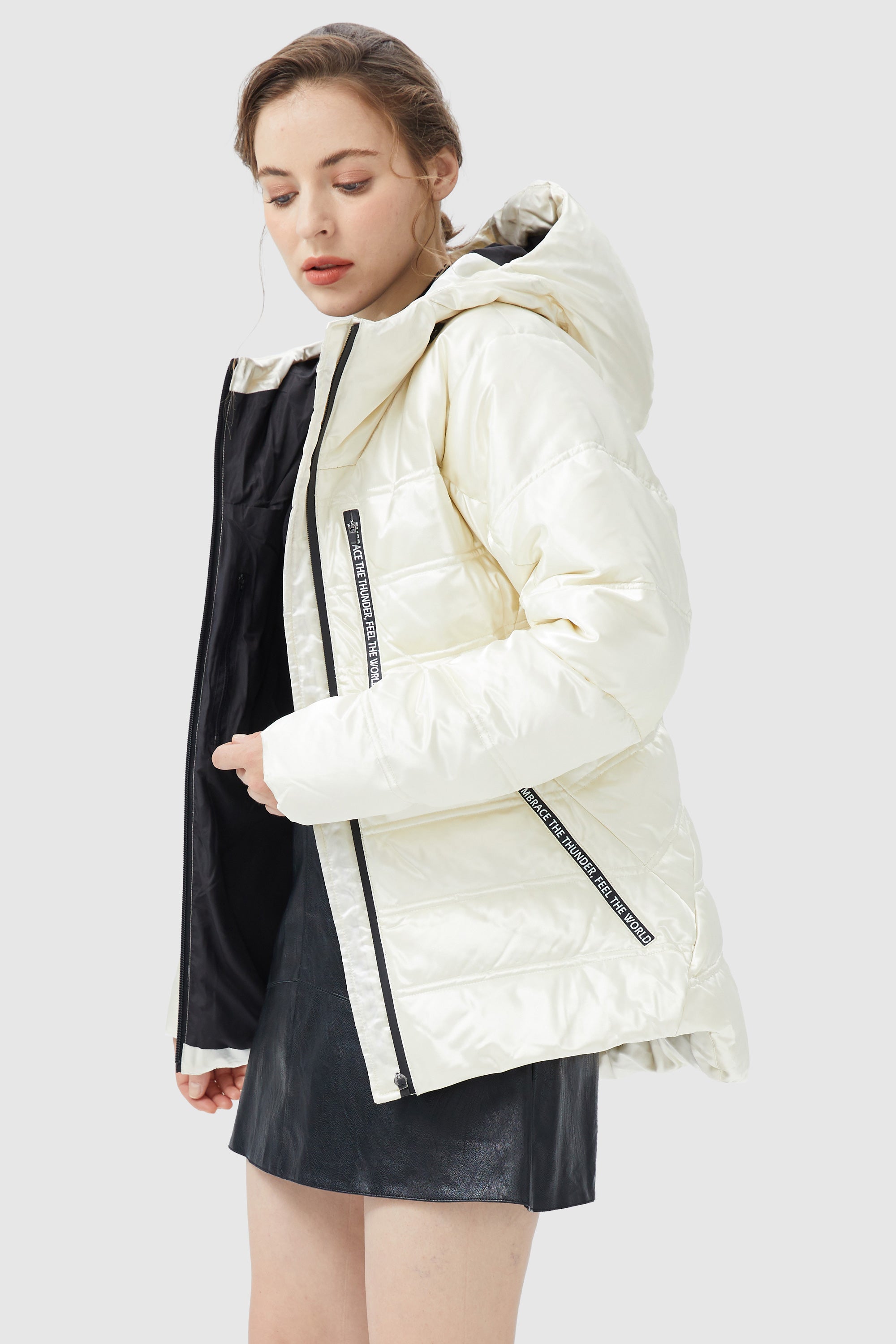 Orolay-Unique Quilting Down Hood Coat-#color_White