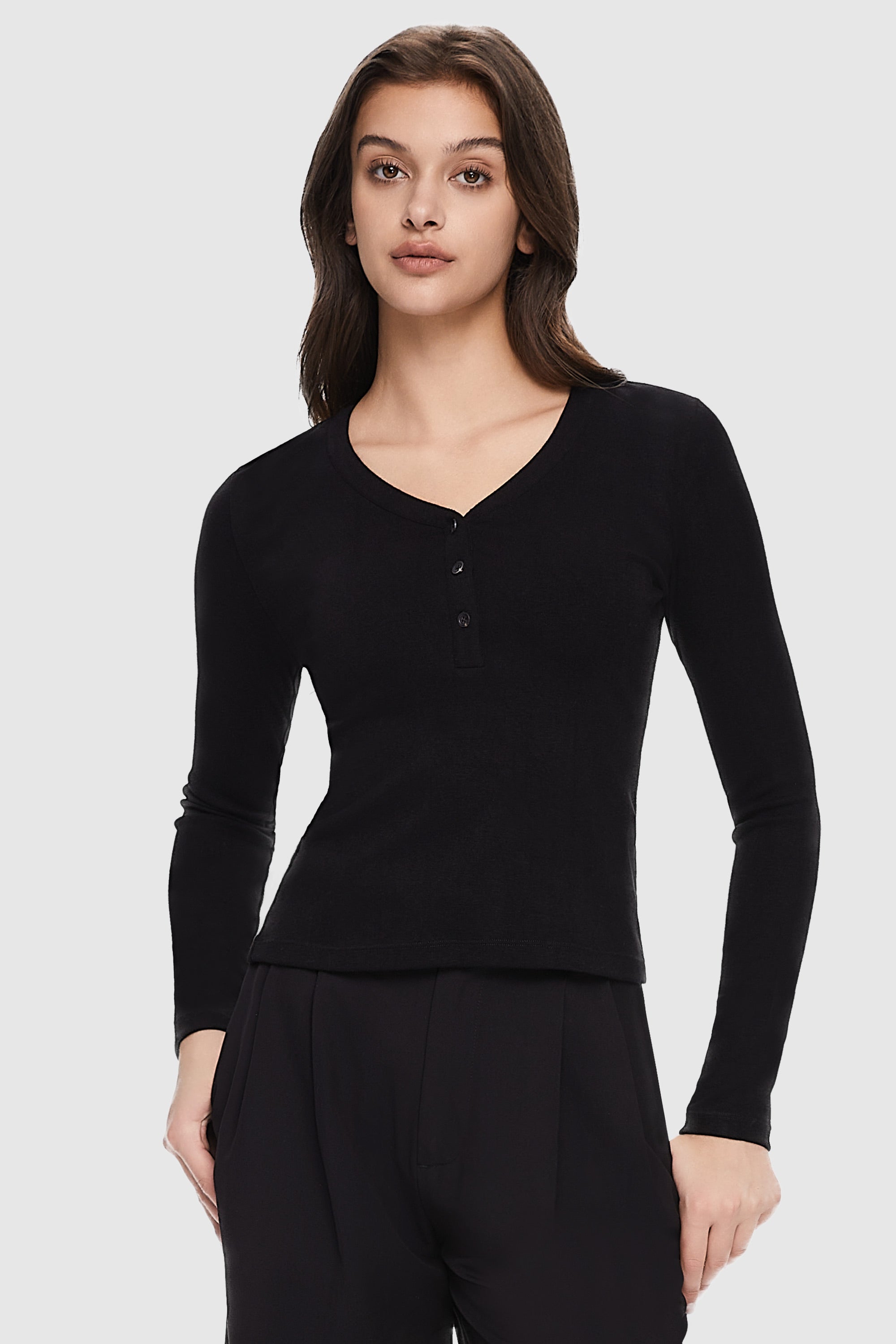 Orolay-V-Neck Knit Sweater-#color_Ink