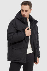 Orolay-Warm Anorak Detachable Hood Down Parka-#color_Black