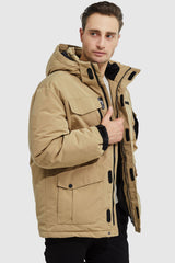 Orolay-Warm Anorak Detachable Hood Down Parka-#color_Sand