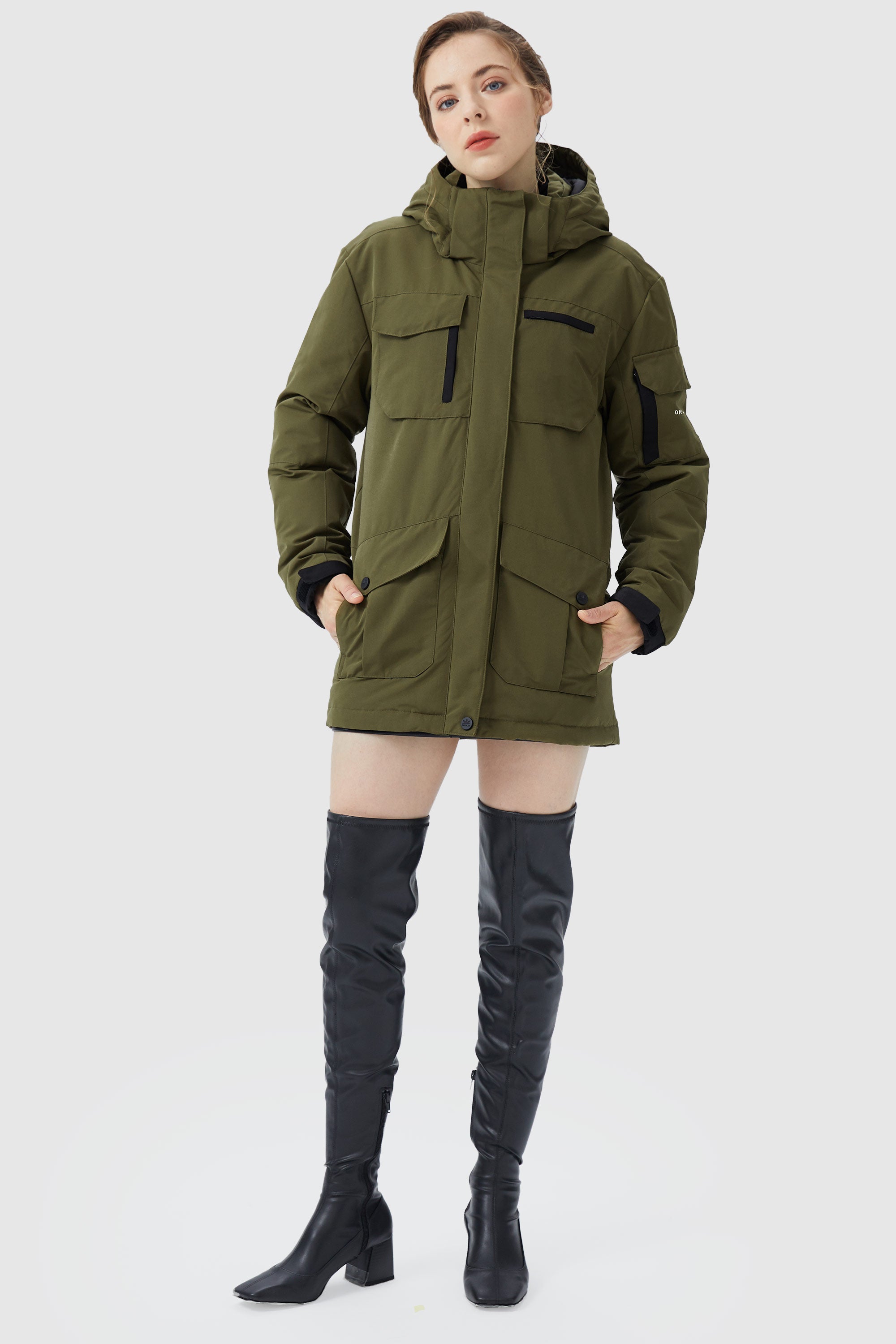 Orolay-Warm Multiple Pockets Parka Jacket-#color_Fir Green