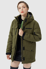 Orolay-Warm Multiple Pockets Parka Jacket-#color_Fir Green