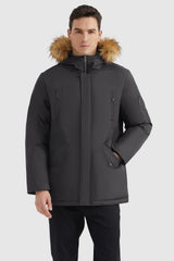 Orolay-Water-Resistant Down Coat with Faux Fur Hood-#color_Odyssey Gray