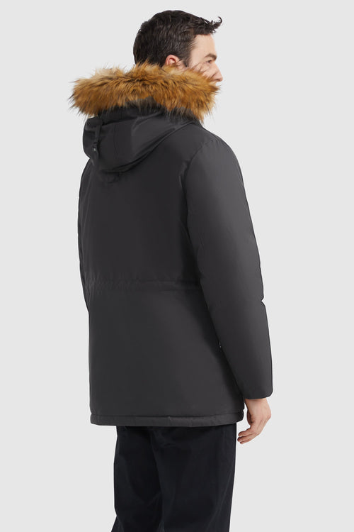 Orolay-Water-Resistant Down Coat with Faux Fur Hood-#color_Odyssey Gray