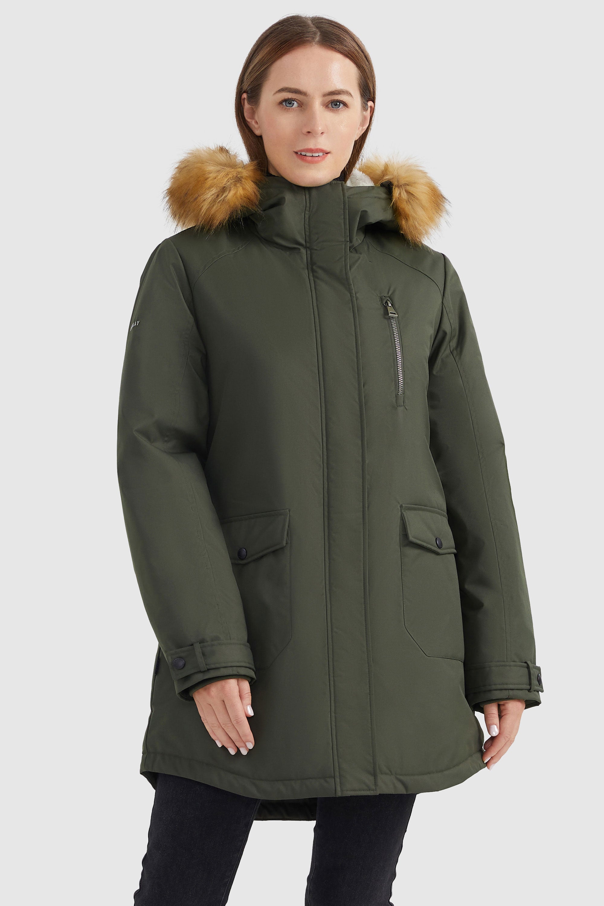 Orolay-Water-Resistant Hooded Parka-#color_Sea Turtle