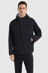 Orolay-Waterproof Hooded Rain Jacket-#color_Black