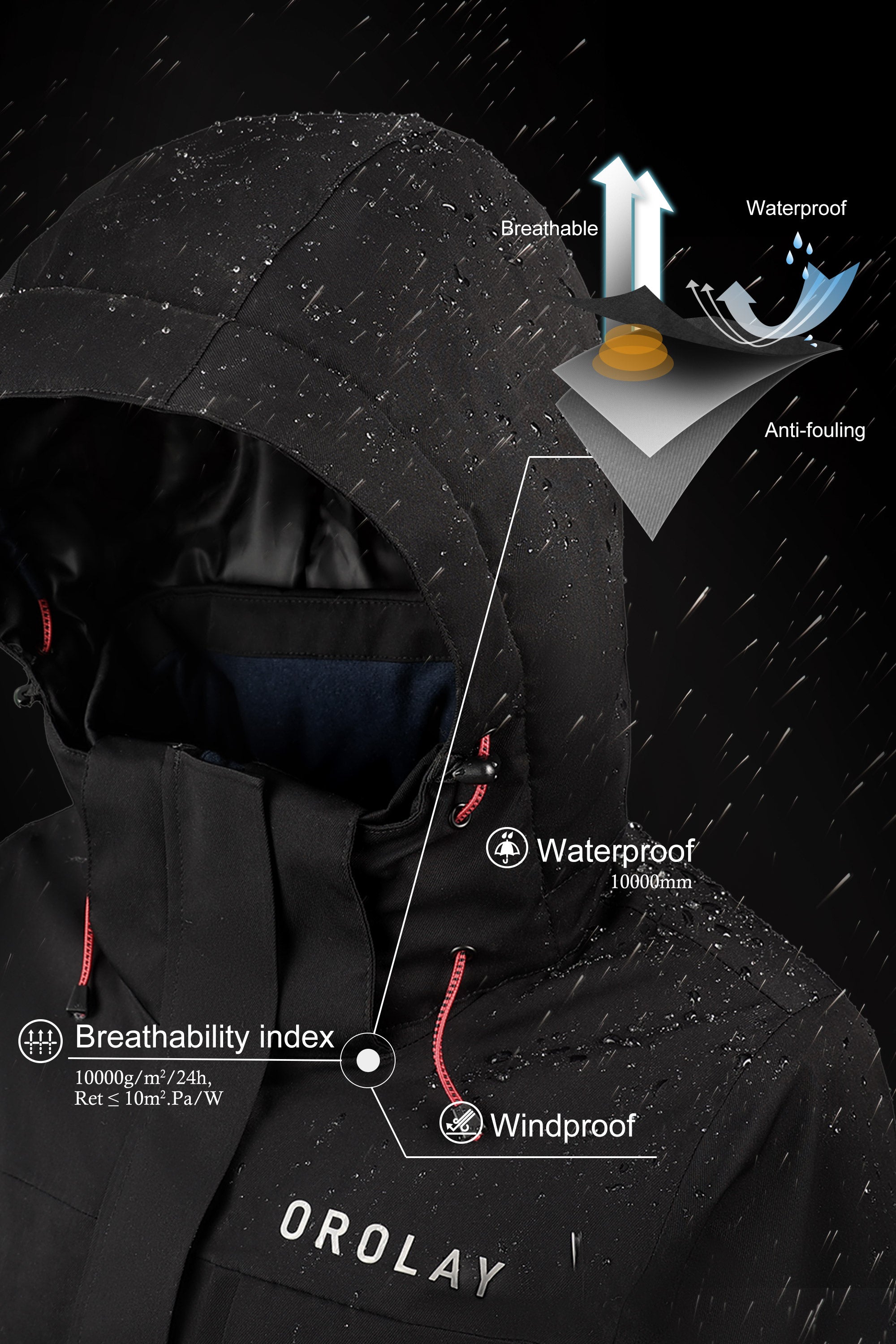 Orolay-Waterproof Snow Winter Coat-#color_Black