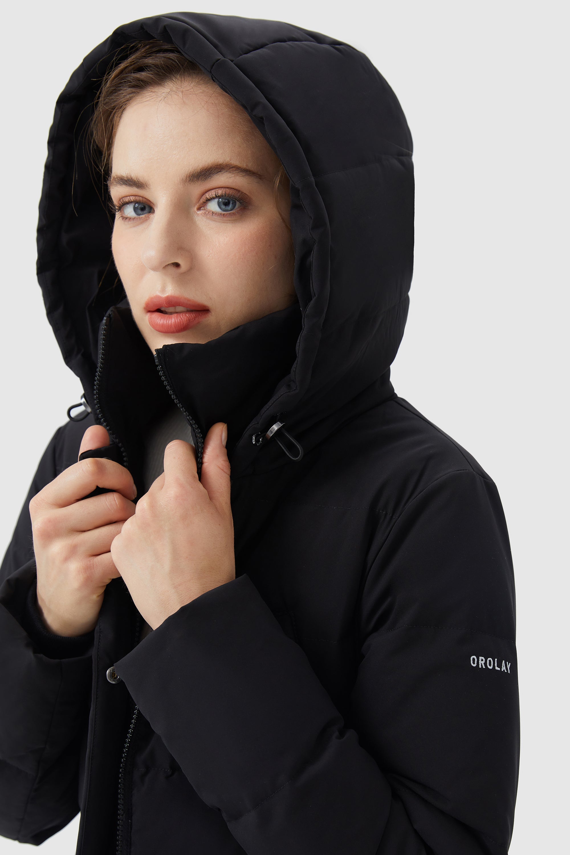 Orolay-Waterproof Thickened Down Jacket with Hood-#color_Black