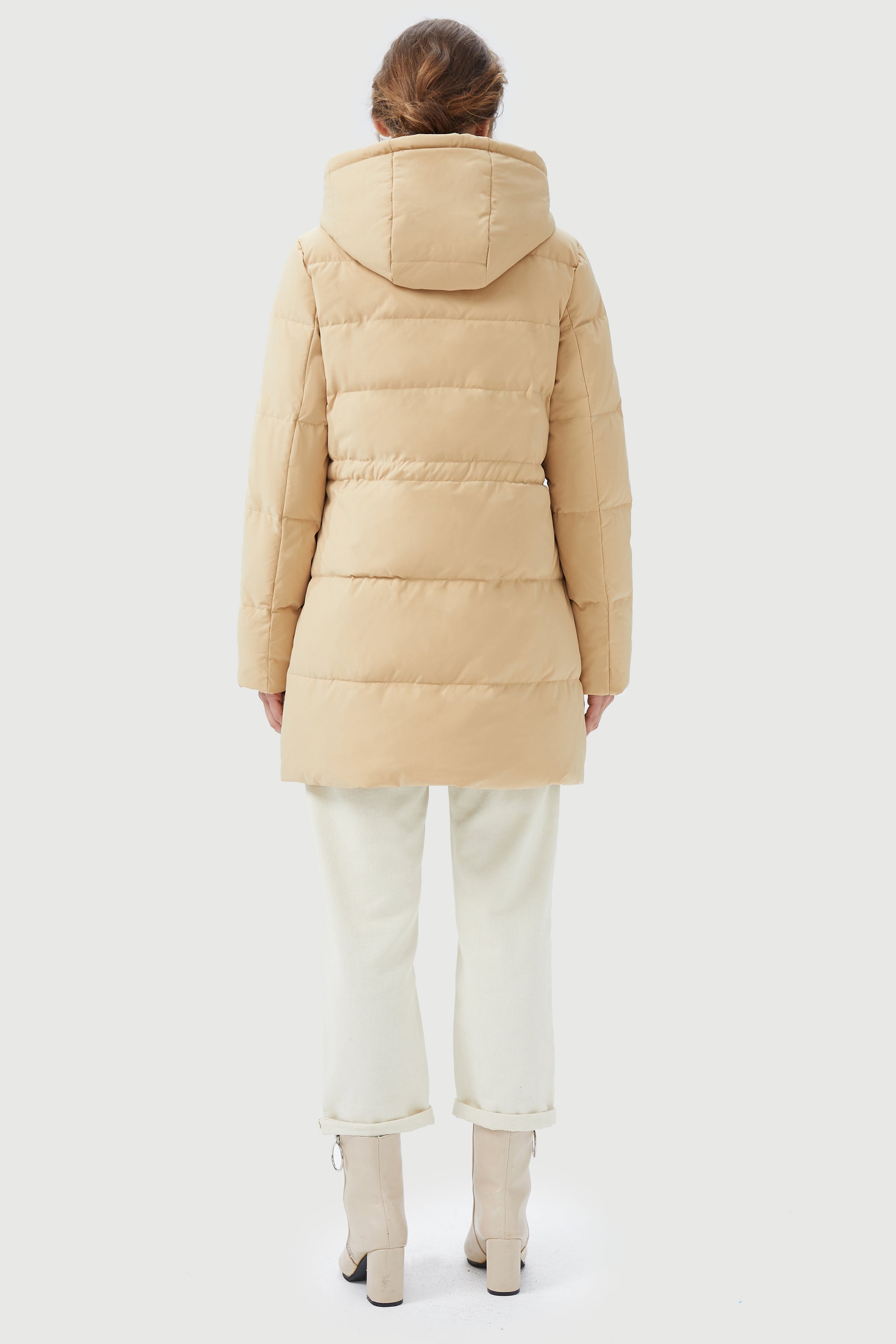 Orolay-Waterproof Thickened Down Jacket with Hood-#color_Frosted Almond