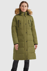 Orolay-Windproof Puffer Fur Hooded Down Coat-#color_Peat Moss