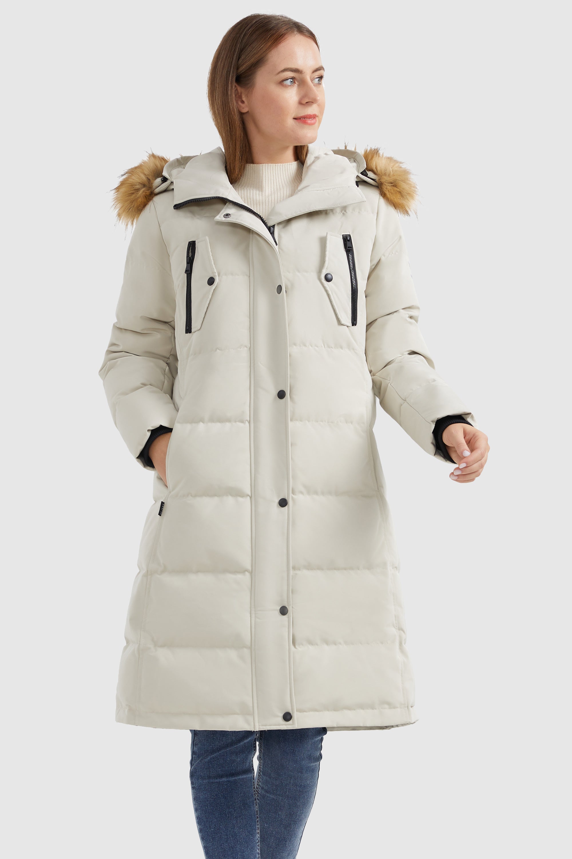 Orolay women's down jacket with faux fur trim hood best sale