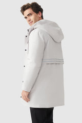 Orolay-Windproof Warm Hooded Down Jacket-#color_Cloud Dancer