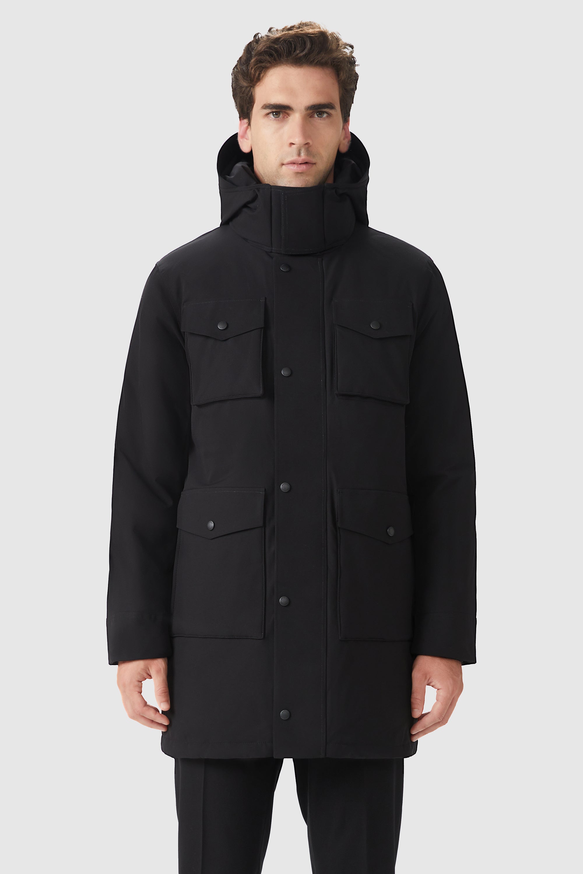 Orolay-Windproof Warm Hooded Down Jacket-#color_Black