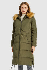 Orolay-Winter Drawstring Down Coat Removable Faux Fur-#color_Peat Moss