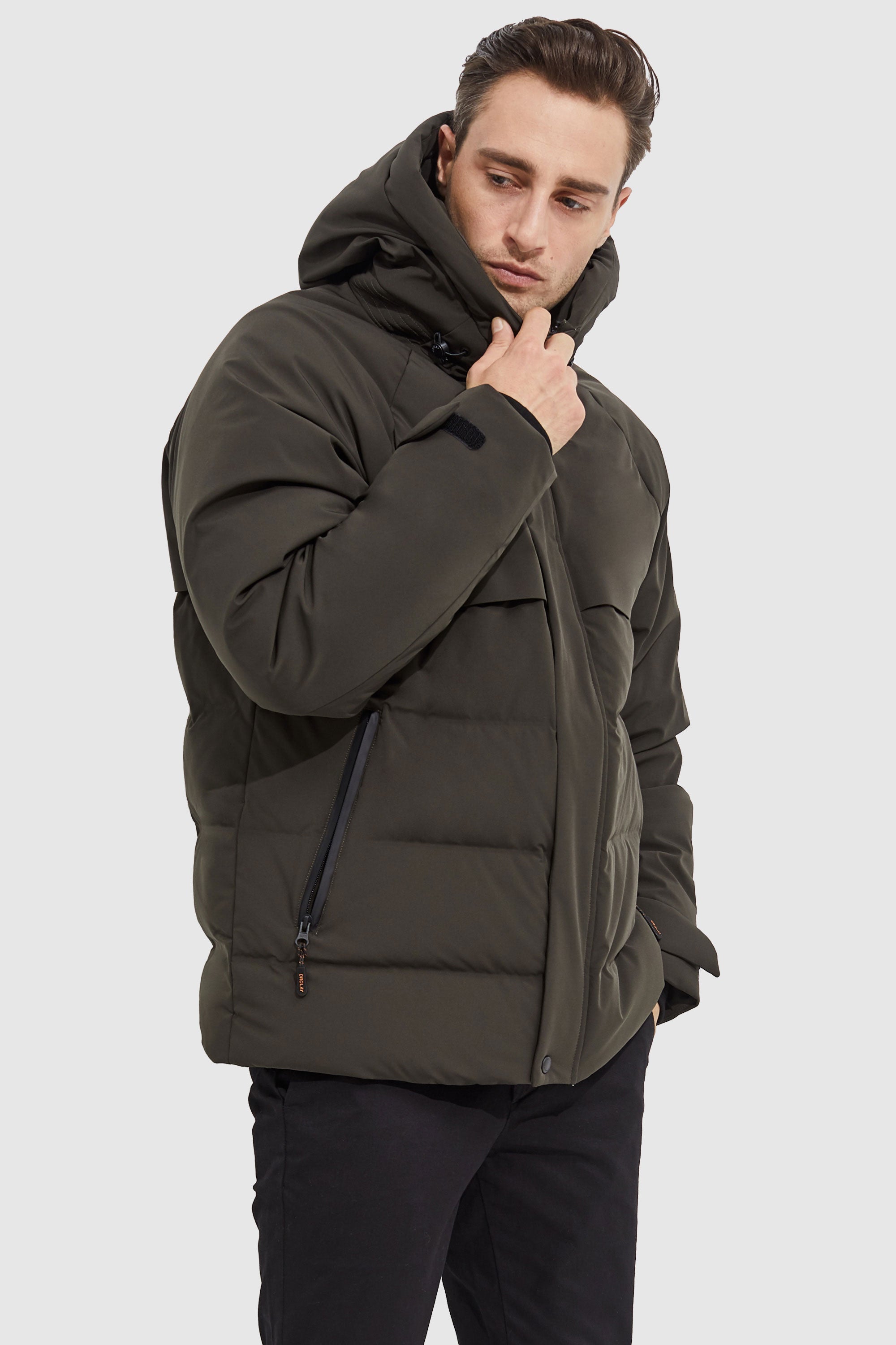 Orolay-Winter Hood Ribbed Cuff Down Jacket-#color_Fudge