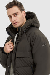 Orolay-Winter Hood Ribbed Cuff Down Jacket-#color_Fudge