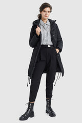 Orolay-Winter Long Double Snap Hooded Down Jacket-#color_Black