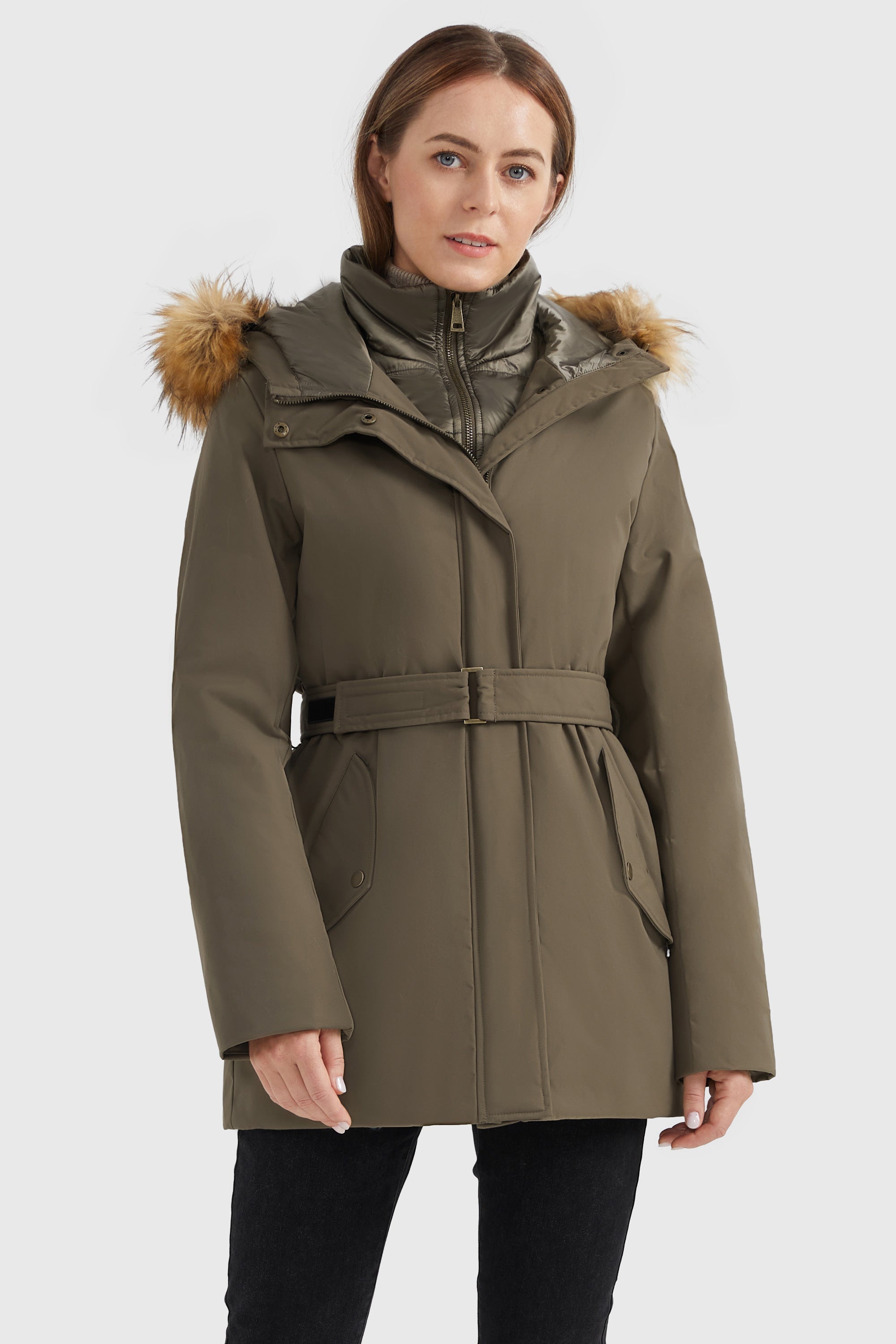 Orolay Women s Winter Parka Jacket with Adjustable Belt