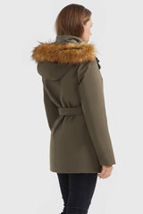 Orolay-Winter Parka Jacket with Adjustable Belt-#color_Sepia