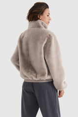 Orolay-Winter Sherpa Zip-Up Coat-#color_Shadow Gray