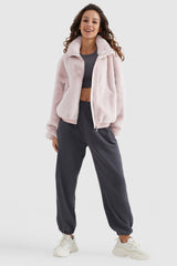 Orolay-Winter Sherpa Zip-Up Coat-#color_Almost Mauve