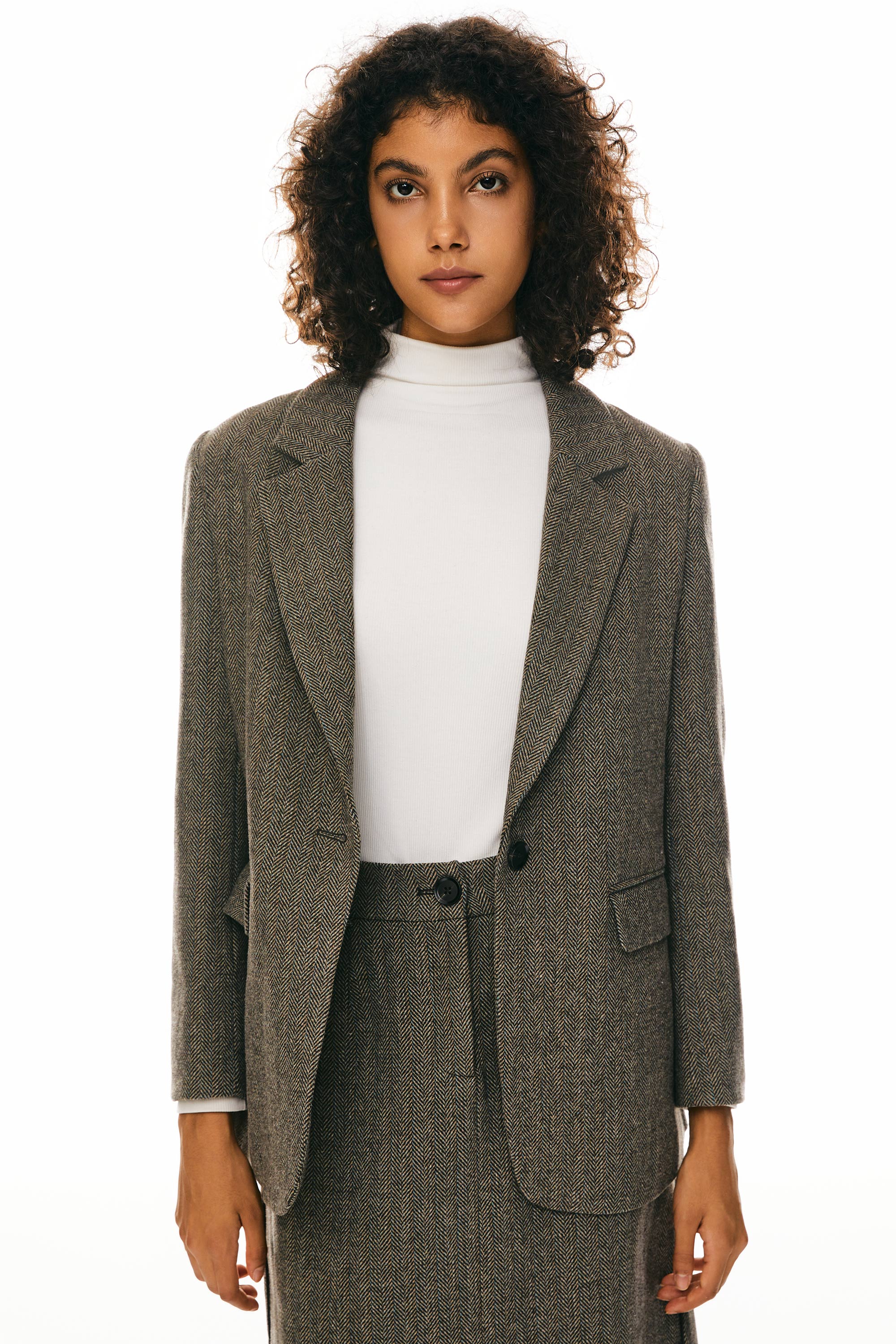 Orolay-Wool Office Blazer-Image 2 of Wool Blend Office Blazer from Orolay - #color_Brown stripes