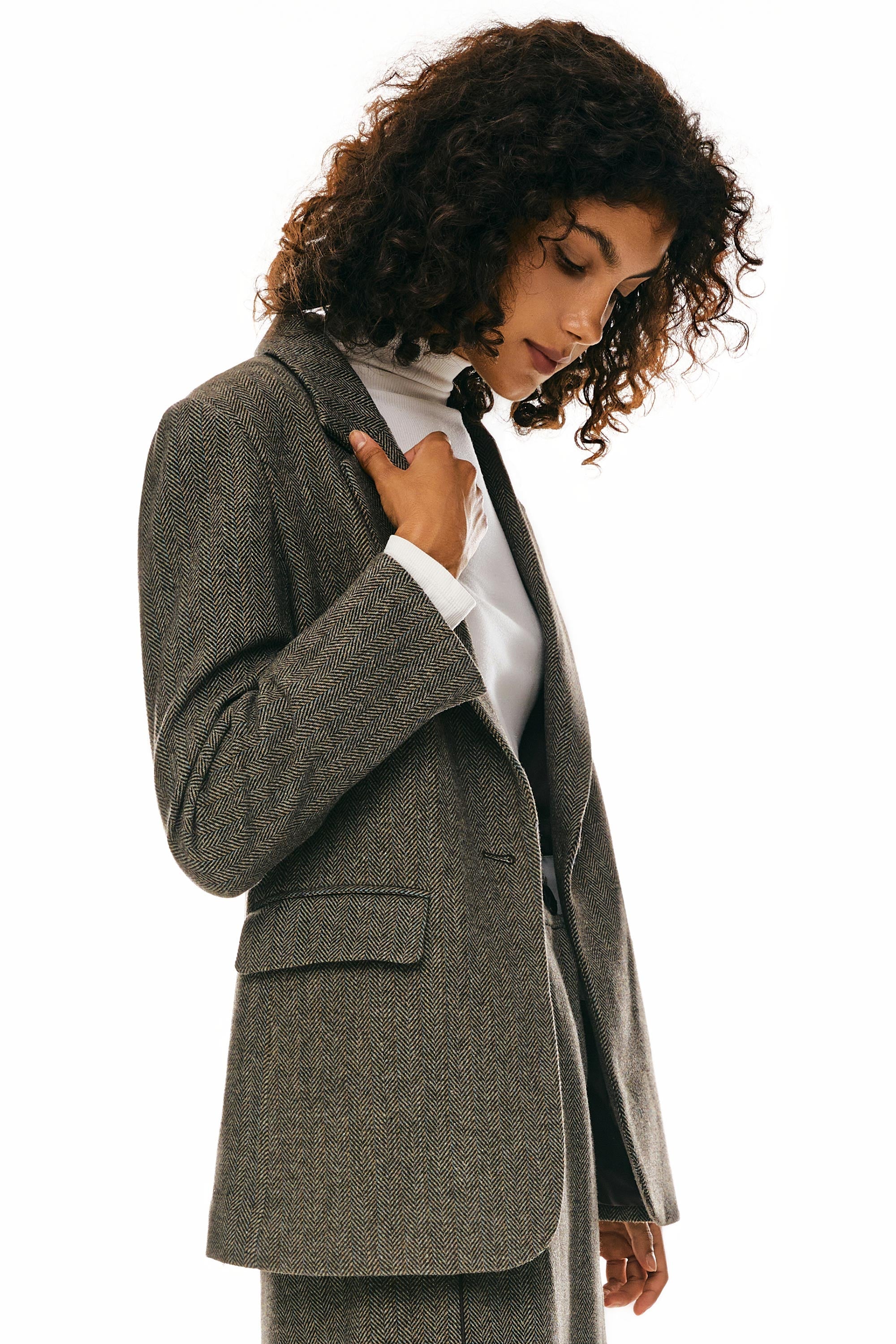 Orolay-Wool Office Blazer-Image 5 of Wool Blend Office Blazer from Orolay - #color_Brown stripes