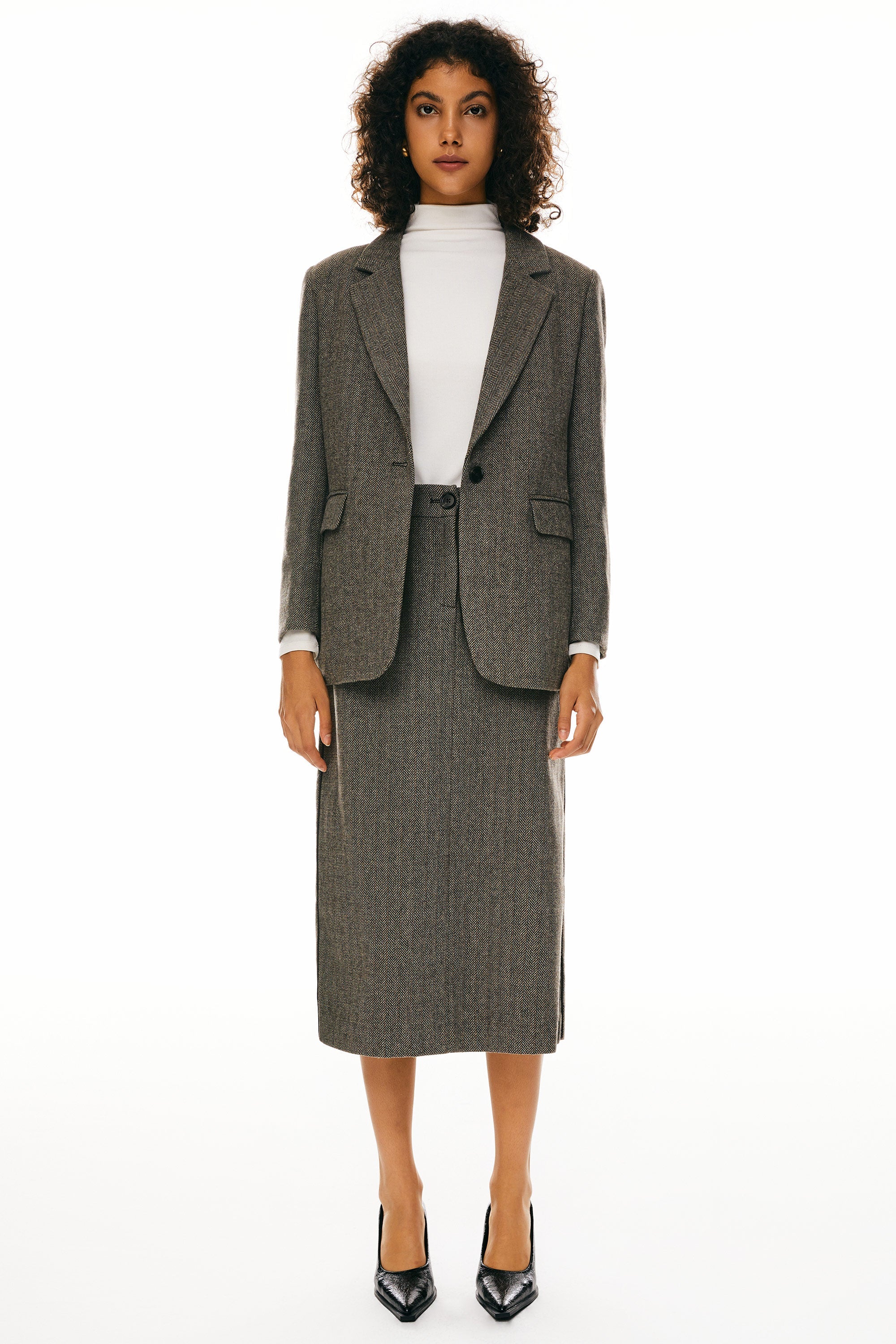 Orolay-Wool Office Blazer-Image 1 of Wool Blend Office Blazer from Orolay - #color_Brown stripes