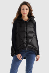 Orolay-Zip Up Hooded Quilted Puffer Down Vest-#color_Black