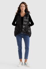 Orolay-Zip Up Hooded Quilted Puffer Down Vest-#color_Black