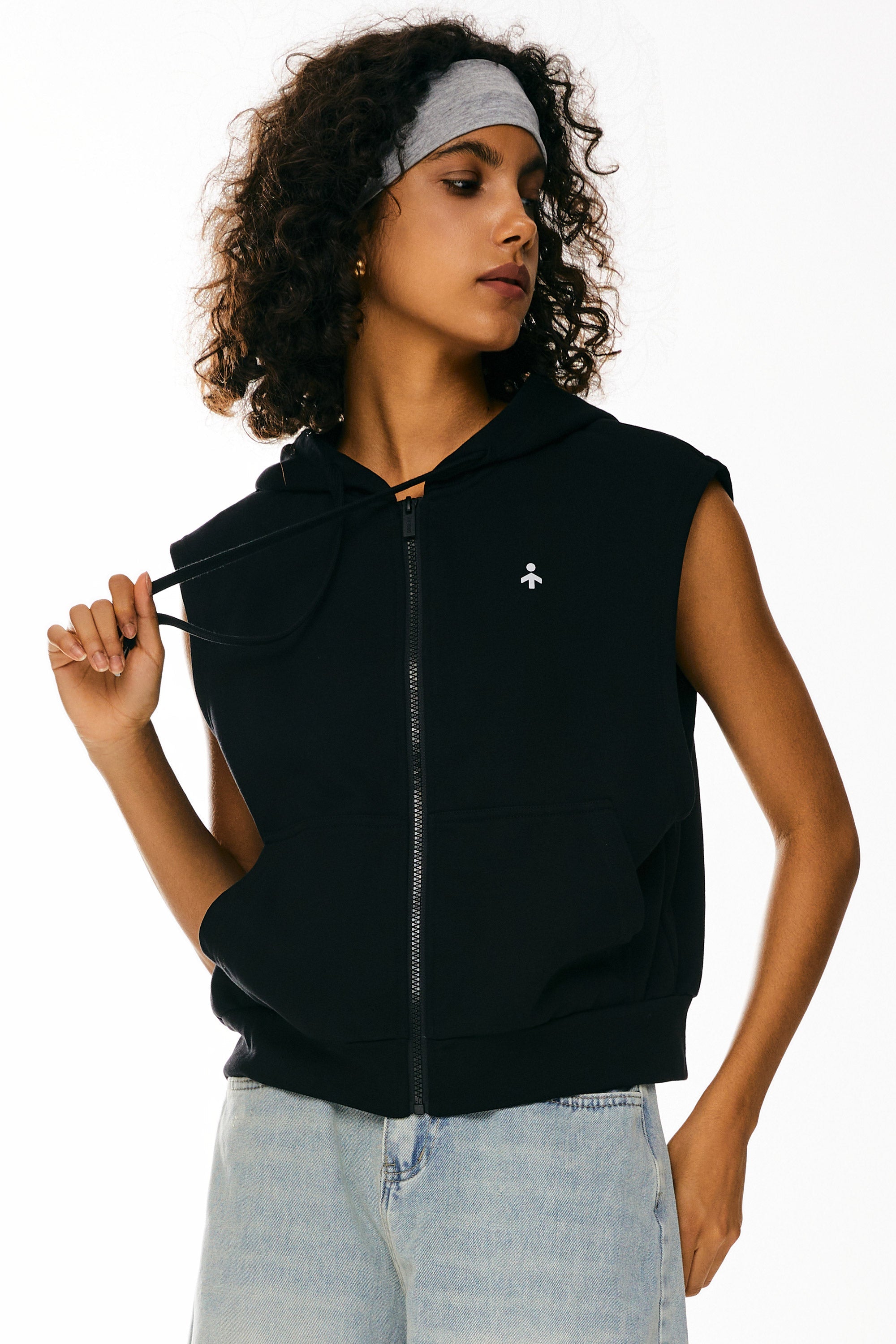 Orolay-Zip Up Sleeveless Hoodie-Image 5 of Zip Up Sleeveless Hoodie from Orolay - #color_Ink