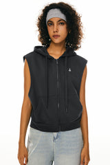 Orolay-Zip Up Sleeveless Hoodie-Image 2 of Zip Up Sleeveless Hoodie from Orolay - #color_Charcoal