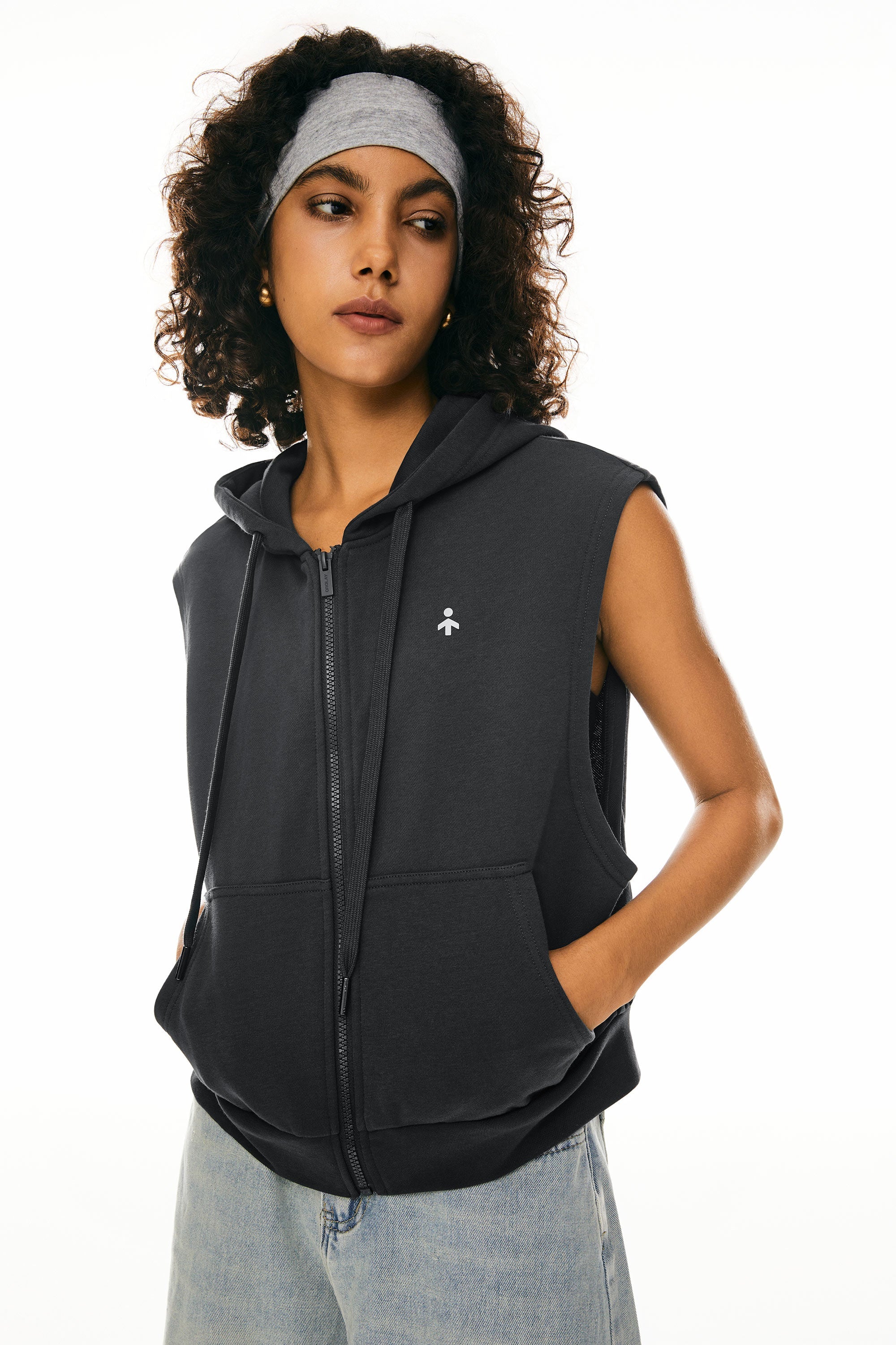 Orolay-Zip Up Sleeveless Hoodie-Image 5 of Zip Up Sleeveless Hoodie from Orolay - #color_Charcoal