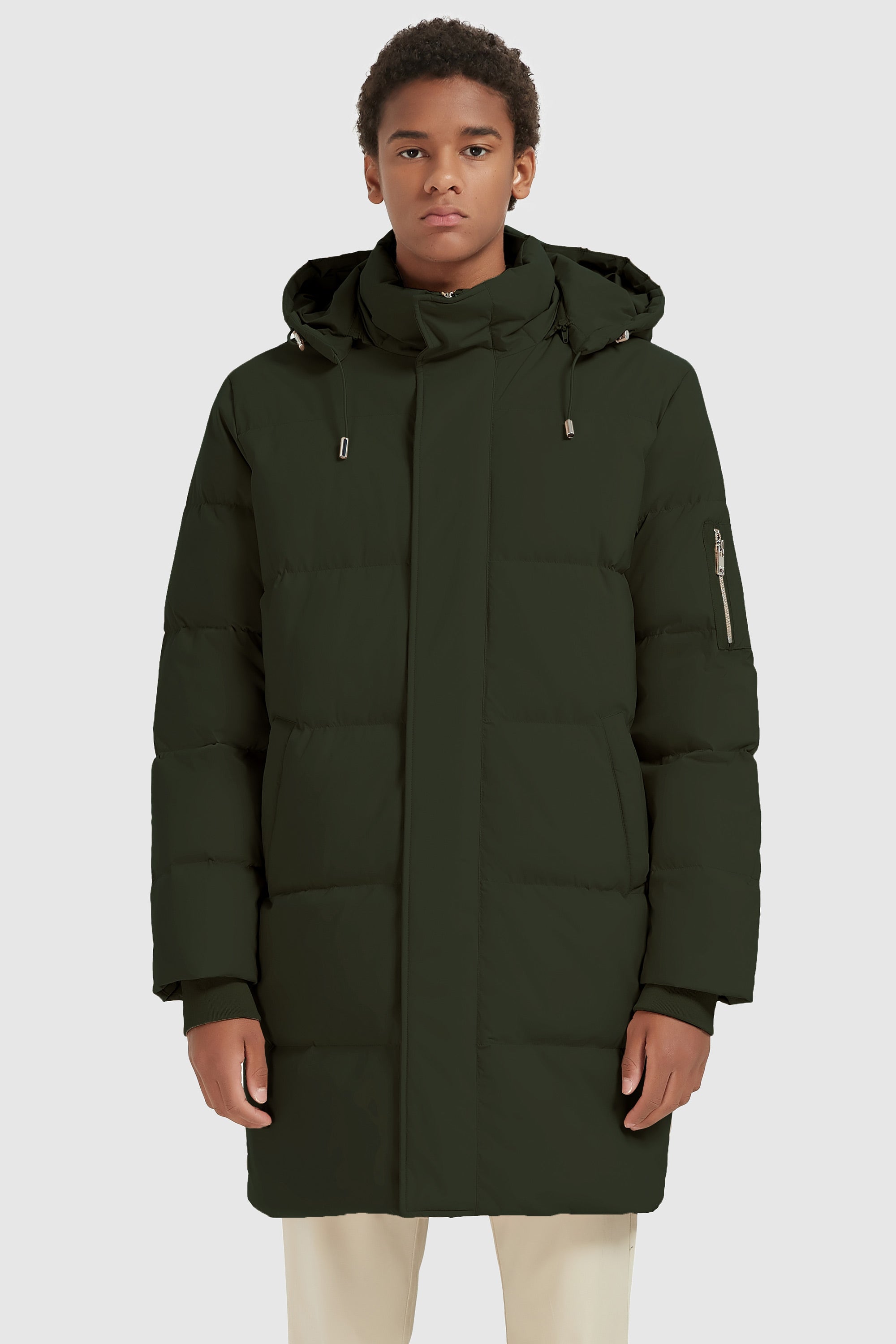 Orolay-Zip Up Snap Button Thickened Down Jacket-#color_Rosin