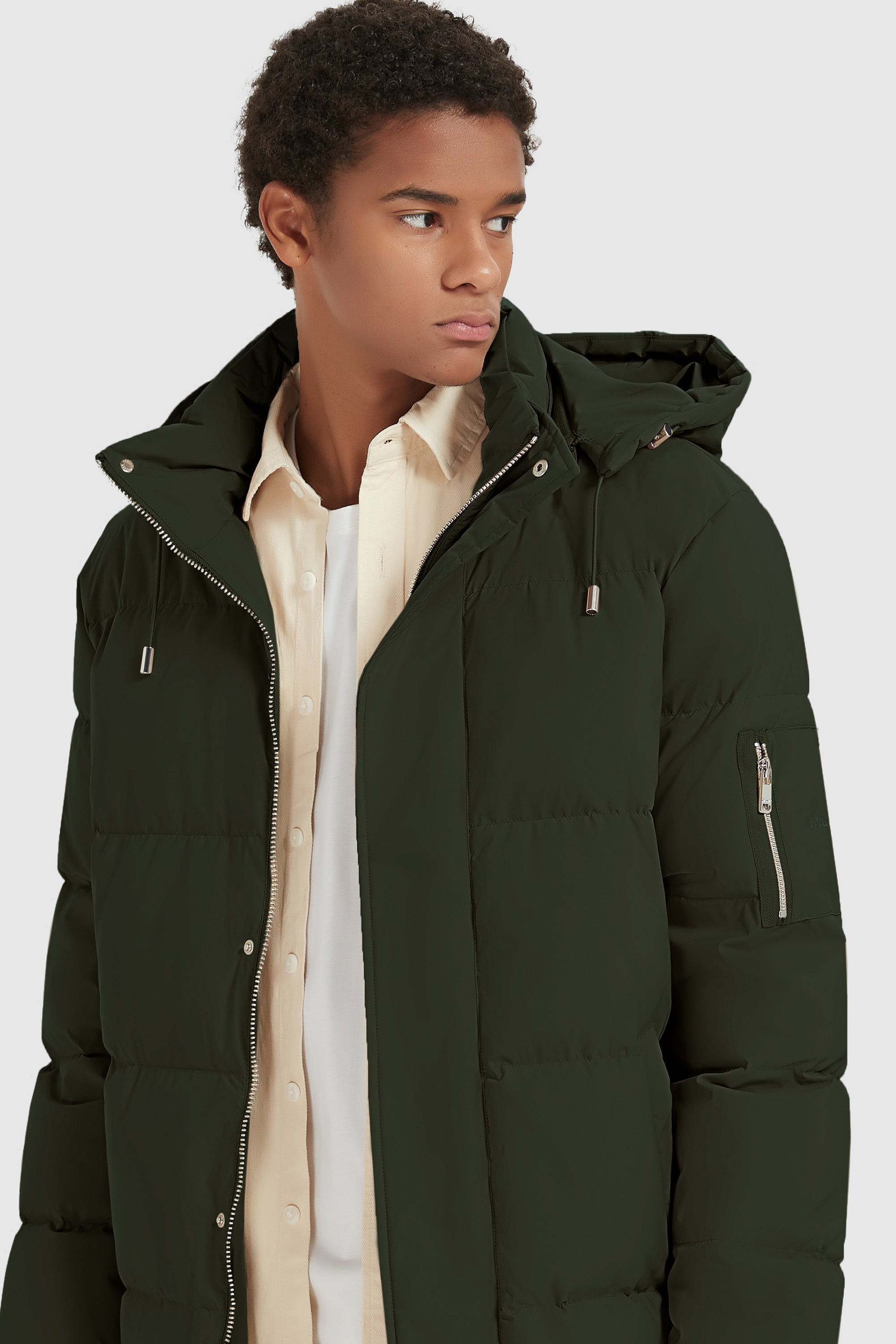 Orolay-Zip Up Snap Button Thickened Down Jacket-#color_Rosin