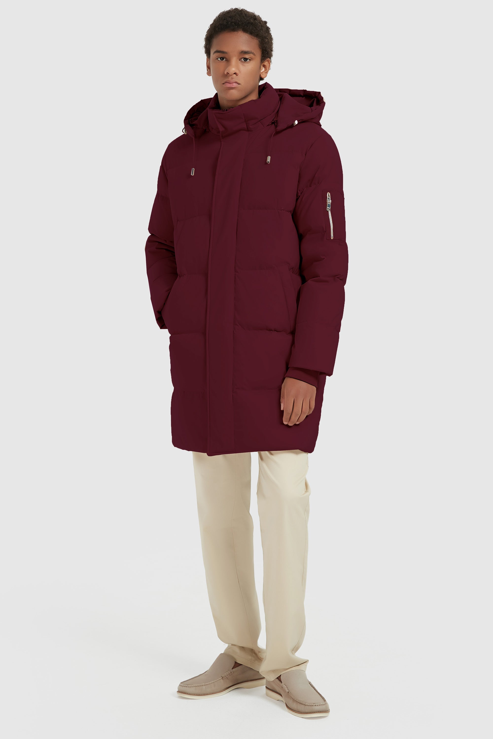 Orolay-Zip Up Snap Button Thickened Down Jacket-#color_Syrah