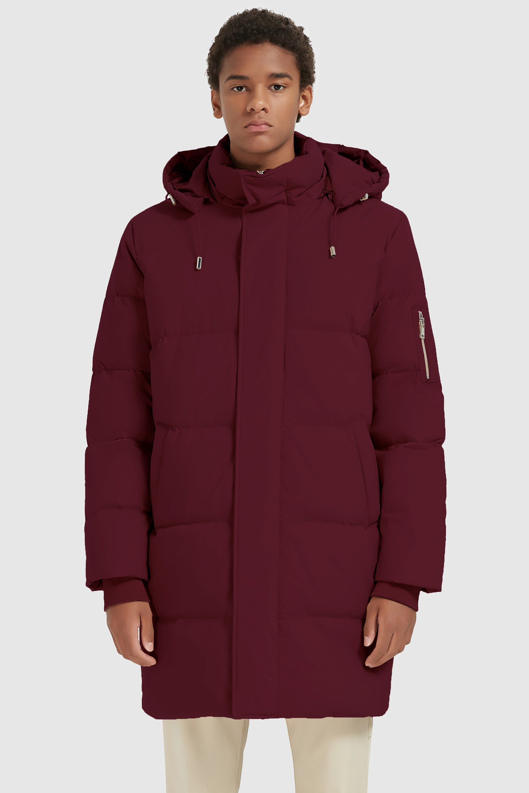 Orolay-Zip Up Snap Button Thickened Down Jacket-#color_Syrah