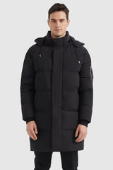 Orolay-Zip Up Snap Button Thickened Down Jacket-#color_Black