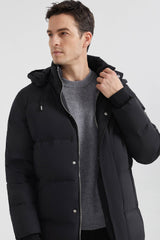 Orolay-Zip Up Snap Button Thickened Down Jacket-#color_Black