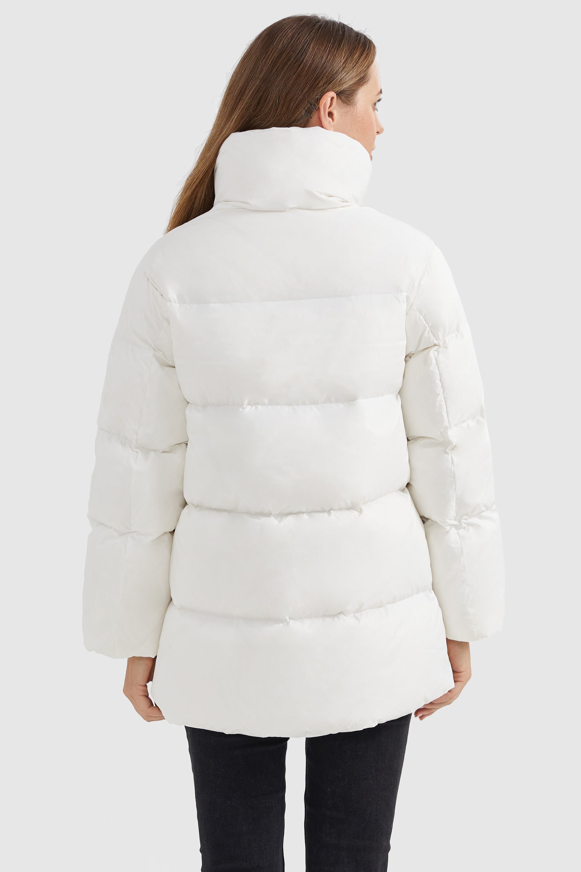 Orolay-Zipper Front Puffer Down Coat-#color_White