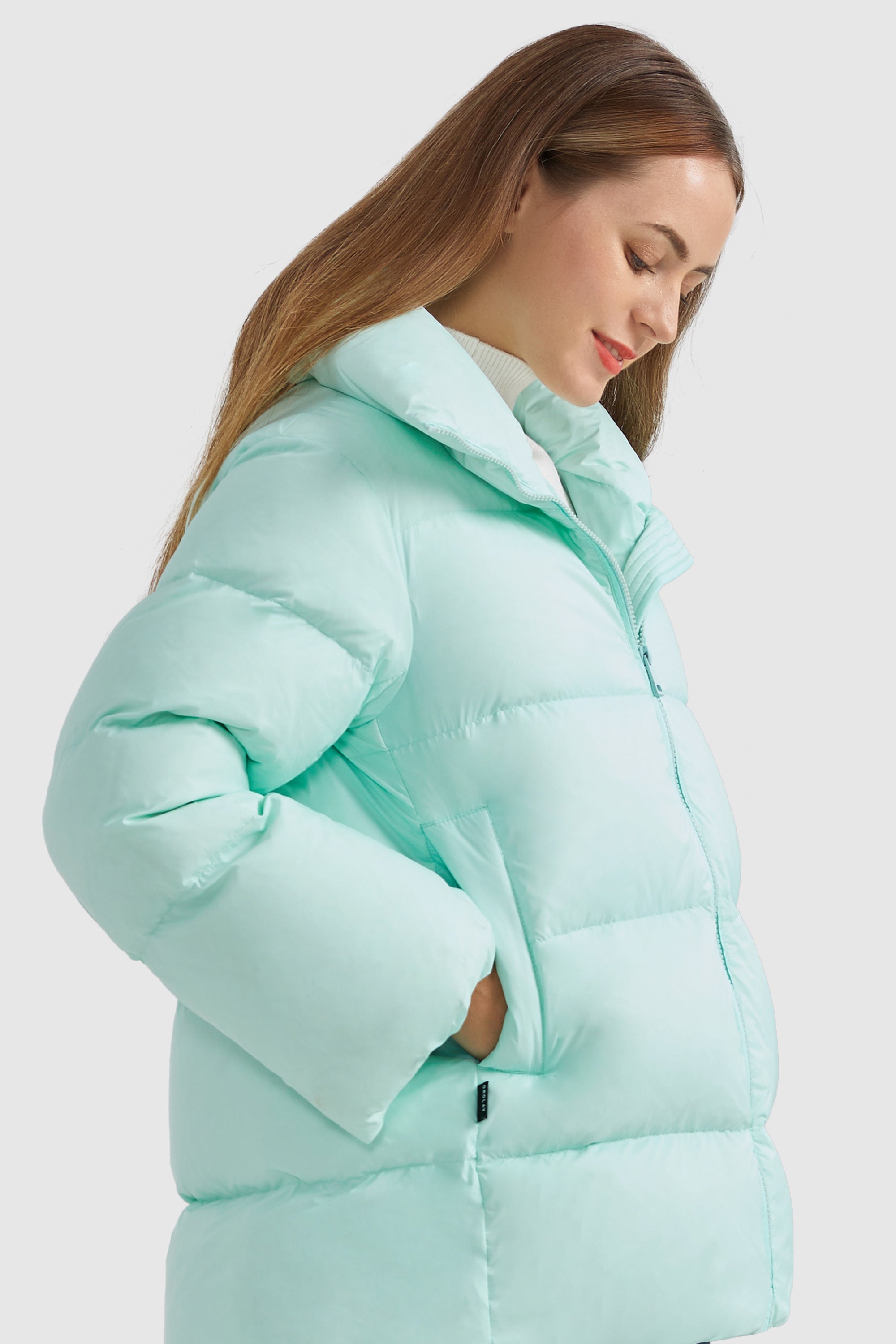 Orolay-Zipper Front Puffer Down Coat-#color_Blue Glass