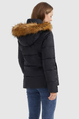 Orolay-Zipper Hooded Lightweight Puffer Jacket-#color_Black