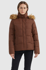 Orolay-Zipper Hooded Lightweight Puffer Jacket-#color_Clove