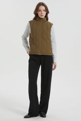 OROLAY Cropped Puffer Vest Zip Up Lightweight #color_coffee