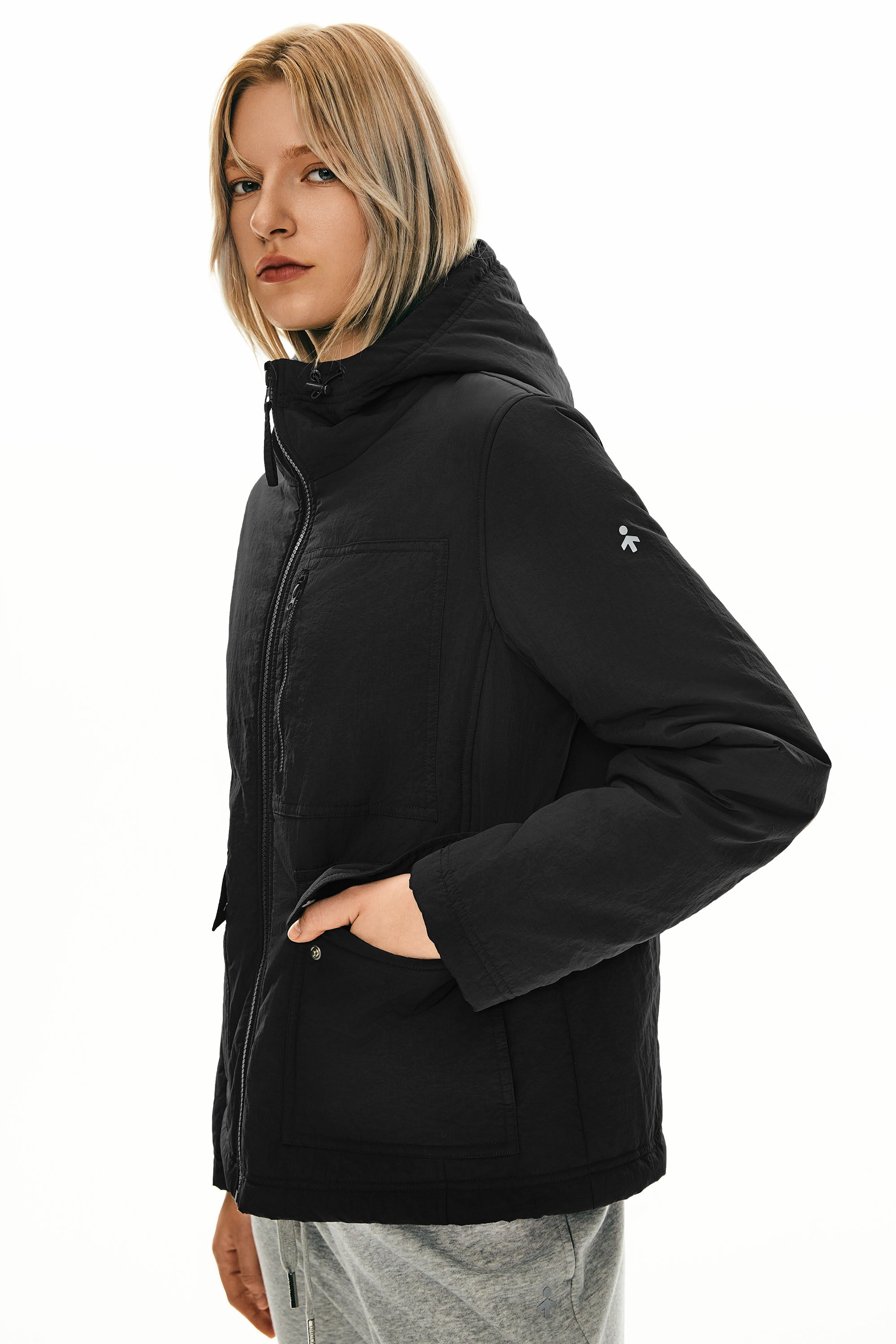 Orolay Hooded Lightweight Jacket Zip Up new #color_black