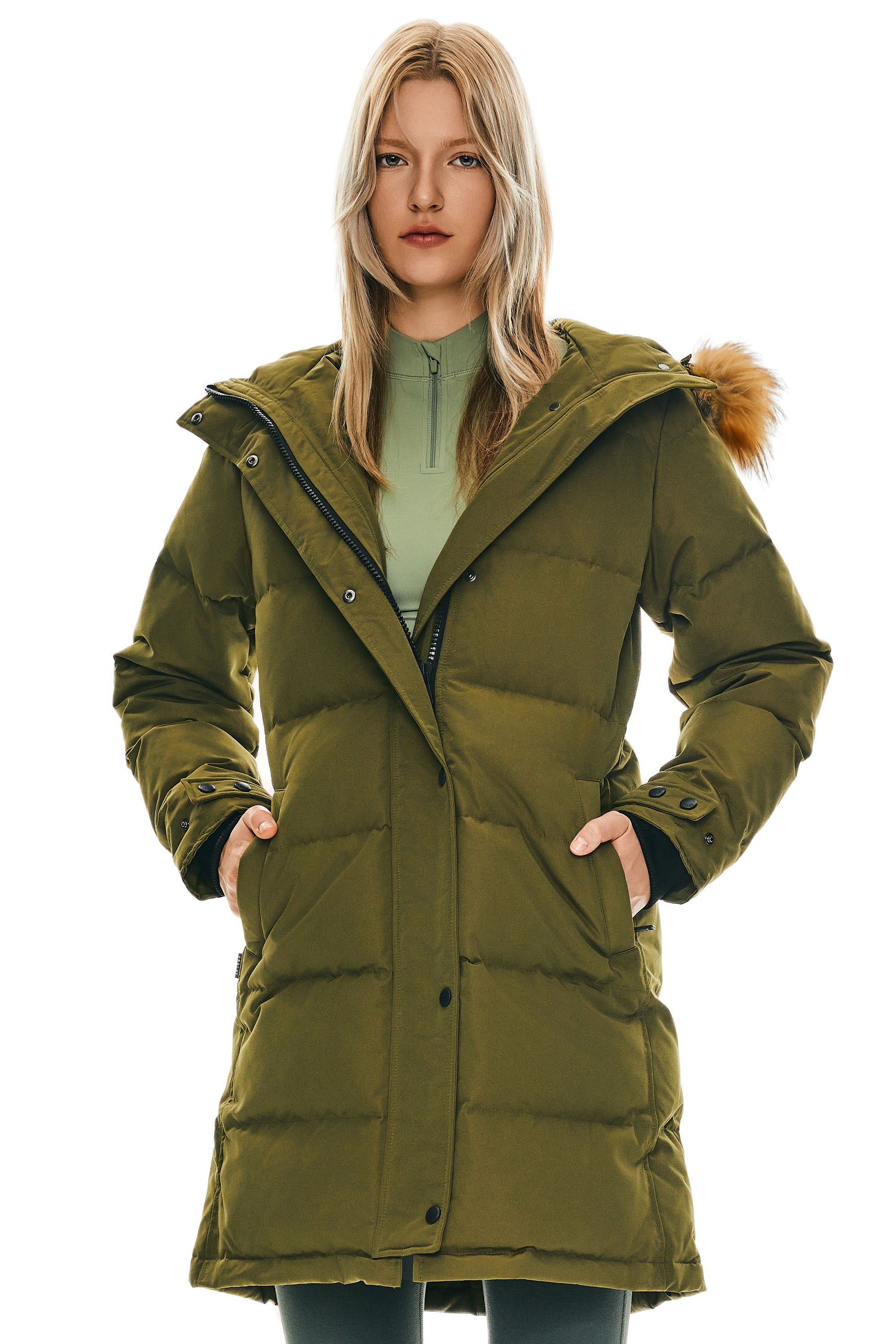 Orolay-Drawstring Hooded Thickened Puffer Down Coat-#color_Fir Green